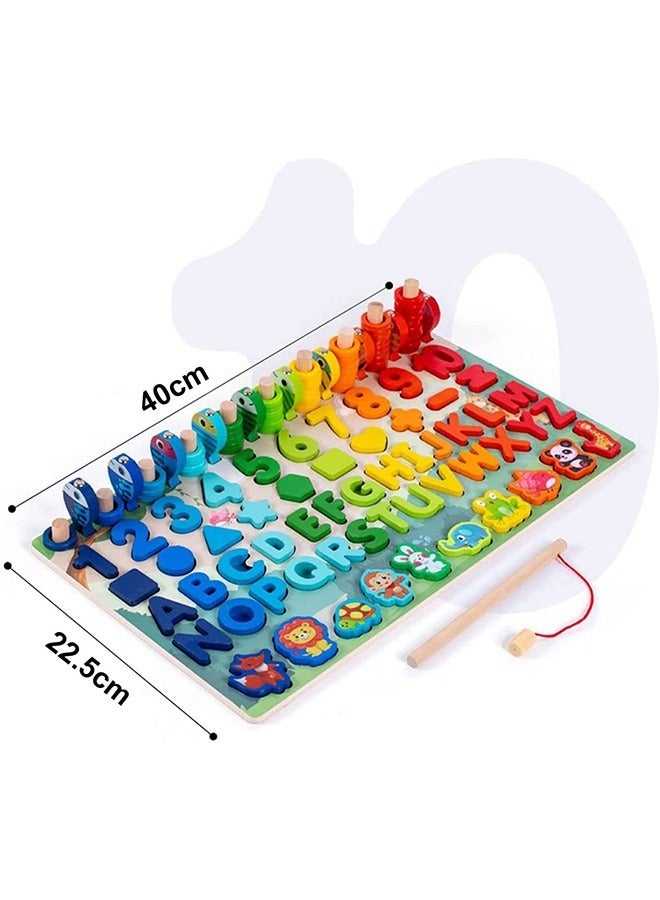 أحجية أرقام مغناطيسية خشبية، ألعاب صيد السمك للأطفال الصغار، ألعاب تعليمية تعليمية لمرحلة ما قبل المدرسة، لعبة عد الأشكال، مكعبات تراص ملونة، هدية منشار أرقام خشبية - Image 5